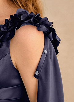 Azazie Rosita Girls Formal Flower Girl Klänningar Klänning A-Line i Stretch Satin Plisserad image6