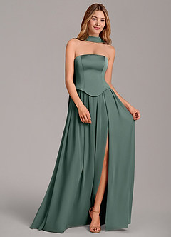 Azazie Cadence Suknie dla druhen Linia A Gorset Satyna elastyczna Do ziemi Sukienka image3