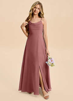 Azazie Gia Junior Desert Rose A-Line Pleated Chiffon Dress image6