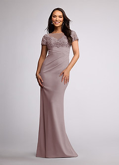 Azazie Susan Mother of the Bride Dresses Vintage Mauve Sheath Lace Stretch Crepe Dress image1