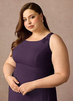 Azazie Galvan Mother of the Bride Dresses Plum A-Line Sequins Chiffon Dress image12