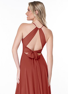 Azazie Evalleen Brautjungfernkleider A-Linie Plissee Chiffon Kleid Terrakotta image3