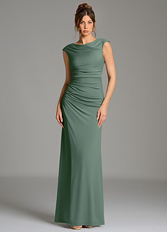 Azazie Chantal Robes de demoiselle d'honneur Robe Sirène en Jersey extensible de qualité supérieure Plissé Eucalyptus image1