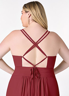 Azazie Farren Bridesmaid Dresses Pomegranate A-Line Pleated Chiffon Convertible Dress image13