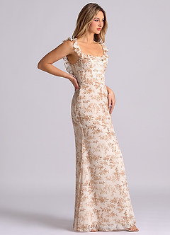 Azazie Callie Bridesmaid Dresses Pink Fern Floral Mermaid Side Slit Chiffon Convertible Dress image6