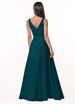Azazie Nala Bridesmaid Dresses Pine A-Line Pleated Chiffon Dress image2