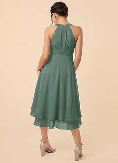 Azazie Linna Junior Eucalyptus A-Line Pleated Chiffon Dress image2