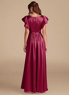 Azazie Daphne Modest Bridesmaid Dresses A-Line Ruched Metallic Satin Floor-Length Dress image2