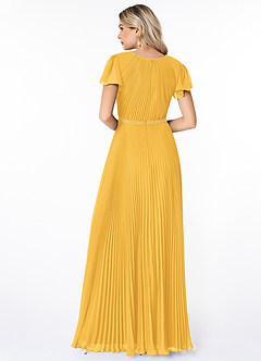 Azazie Kara Modest Bridesmaid Dresses A-Line Pleated Chiffon Floor-Length Dress image2