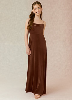 Azazie Solange Junior Umber A-Line Velvet Dress image1