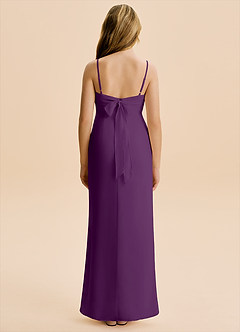 Azazie Mai Junior Vestido de Uva de Gasa de Corte Recto con Plisado image2