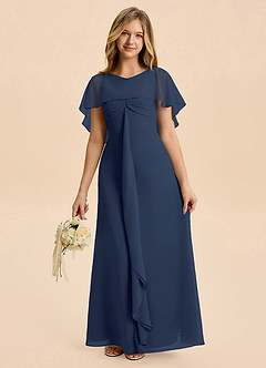 Azazie Selena Junior Dark Navy A-Line Ruched Chiffon Dress image6