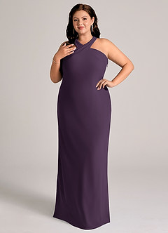 Azazie Doretta Bridesmaid Dresses Plum Mermaid Pleated Chiffon Dress image9