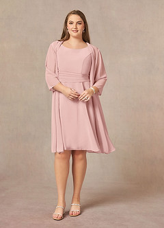 Azazie Shirley Mother of the Bride Dresses Powder Pink A-Line Scoop Pleated Chiffon Dress image8