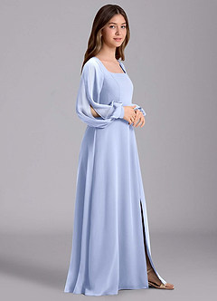 Azazie Bondi Junior A-Linie Blouson Chiffon Kleid Eis image4