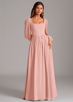 Azazie Maree Bridesmaid Dresses Rosette A-Line Corset Chiffon Dress image4