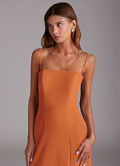 Azazie Wren Vestidos de madrinha de casamento Vestido Canela de Chiffon de Linha A com Sem alças image2