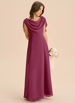 Azazie Lambie Junior Mulberry A-Line Pleated Chiffon Dress image5