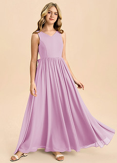 Azazie Hathaway Junior Robe Trapèze en Mousseline de soie Arc Rose Bonbon image2