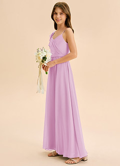 Azazie Kelsea Junior Klä av A-Line i Chiffong Rynkad image4