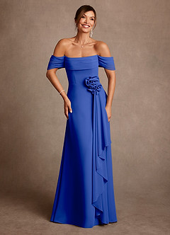 Azazie Amherst Mother of the Bride Dresses Royal Blue A-Line Off the Shoulder Chiffon Dress image1
