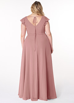 Azazie Claudine Bridesmaid Dresses Dusty Rose A-Line Flutter Sleeve Chiffon Dress image8