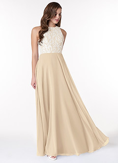Azazie Kate Bridesmaid Dresses A-Line Lace Chiffon Floor-Length Dress image4