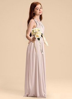 Azazie Bibiane Junior Jurk van Stretch Satijn met A-Lijn Geplooid Blozend Roze image5