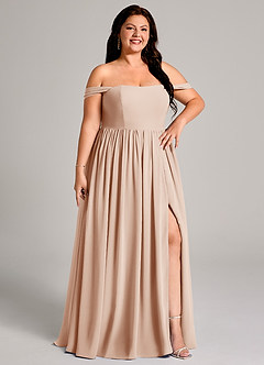 Azazie Calianna Bridesmaid Dresses English Rose A-Line Off the Shoulder Chiffon Convertible Dress image13