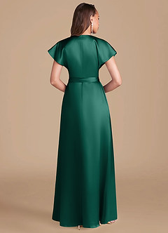 Azazie Nico Bridesmaid Dresses Emerald A-Line Pleated Metallic Satin Dress image4