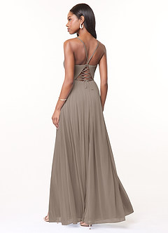 Azazie Marsol Brautjungfernkleider A-Linie Korsett Gittergewebe Kleid Taupe image2