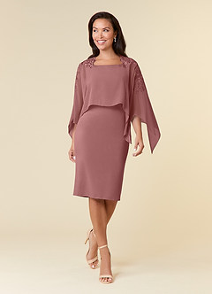 Azazie Maryam Mother of the Bride Dresses Desert Rose Sheath Lace Chiffon Dress image1