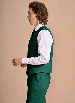 front Harrison Emerald 100% Linen Suit Vest