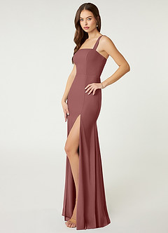 Azazie Alara Brautjungfernkleider Etui Seitliche Cut-Outs Stretch-Chiffon Kleid Wüstenrose image3