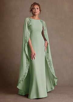 Azazie Artemisia vestidos de madre de la novia Vestido de Salvia Polvorienta de Gasa de Corte Recto con Encaje image1