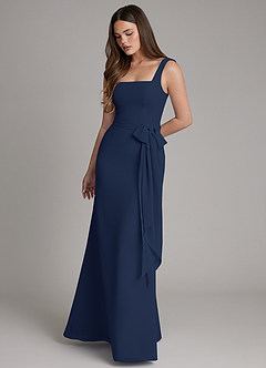 Azazie Katya Bridesmaid Dresses Dark Navy Mermaid Square Neckline Chiffon Convertible Dress image1
