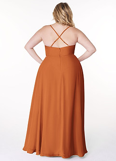 Azazie Naeem Bridesmaid Dresses Cinnamon A-Line V-Neck Ruffle Chiffon Dress image8