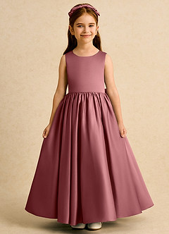Azazie Nellia Flower Girl Dresses Amethyst A-Line Bow Matte Satin Dress image2