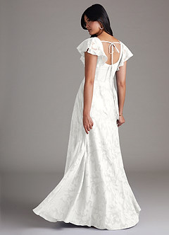 Azazie Bondi Šaty pro družičky A-Line Boční štěrbina Květinové vyhoření Délka podlahy Šaty image3