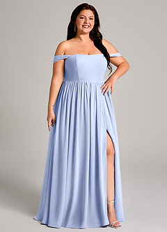 Azazie Calianna Bridesmaid Dresses Ice A-Line Off the Shoulder Chiffon Convertible Dress image13