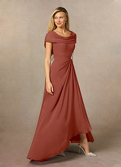 Azazie Mary Mother of the Bride Dresses Auburn A-Line Side Slit Chiffon Dress image4