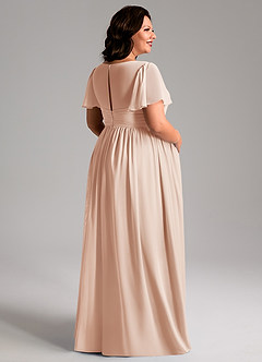 Azazie Verna Brautjungfernkleider für Schwangere A-Linie V-Hals Gerüscht Chiffon Bodenlänge Kleid image8