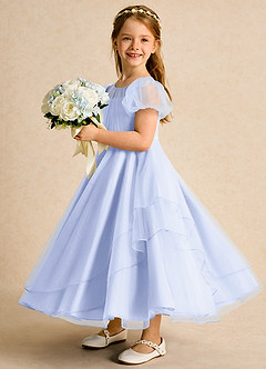 Azazie Duckie Flower Girl Dresses Lavender Ball-Gown Pleated Tulle Dress image4