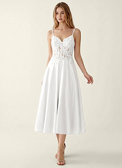 Corinna White Satin Lace Corset A-line Maxi Dress image4