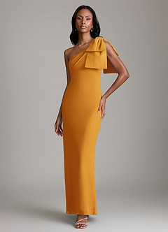 Azazie Yuanna Bridesmaid Dresses Butterscotch Mermaid One Shoulder Chiffon Dress image1