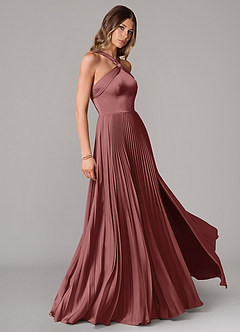 Azazie Afra Brautjungfernkleider A-Linie Plissee Stretch-Satin Kleid Amethyst image3