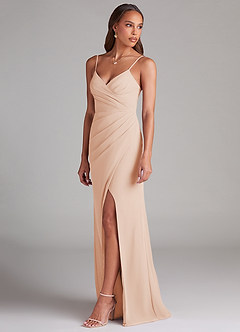 Azazie Maci Bridesmaid Dresses English Rose Sheath Pleated Chiffon Dress image3