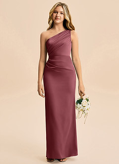 Azazie Akilah Junior Etui Plissee Stretch-Satin Kleid Wüstenrose image1