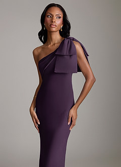 Azazie Yuanna Bridesmaid Dresses Plum Mermaid One Shoulder Chiffon Dress image3