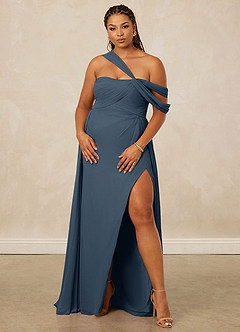 Christian Siriano Bridal for Azazie 1014 Robes de demoiselle d'honneur Robe Trapèze en Mousseline de soie Épaule décolletée Neptune image12